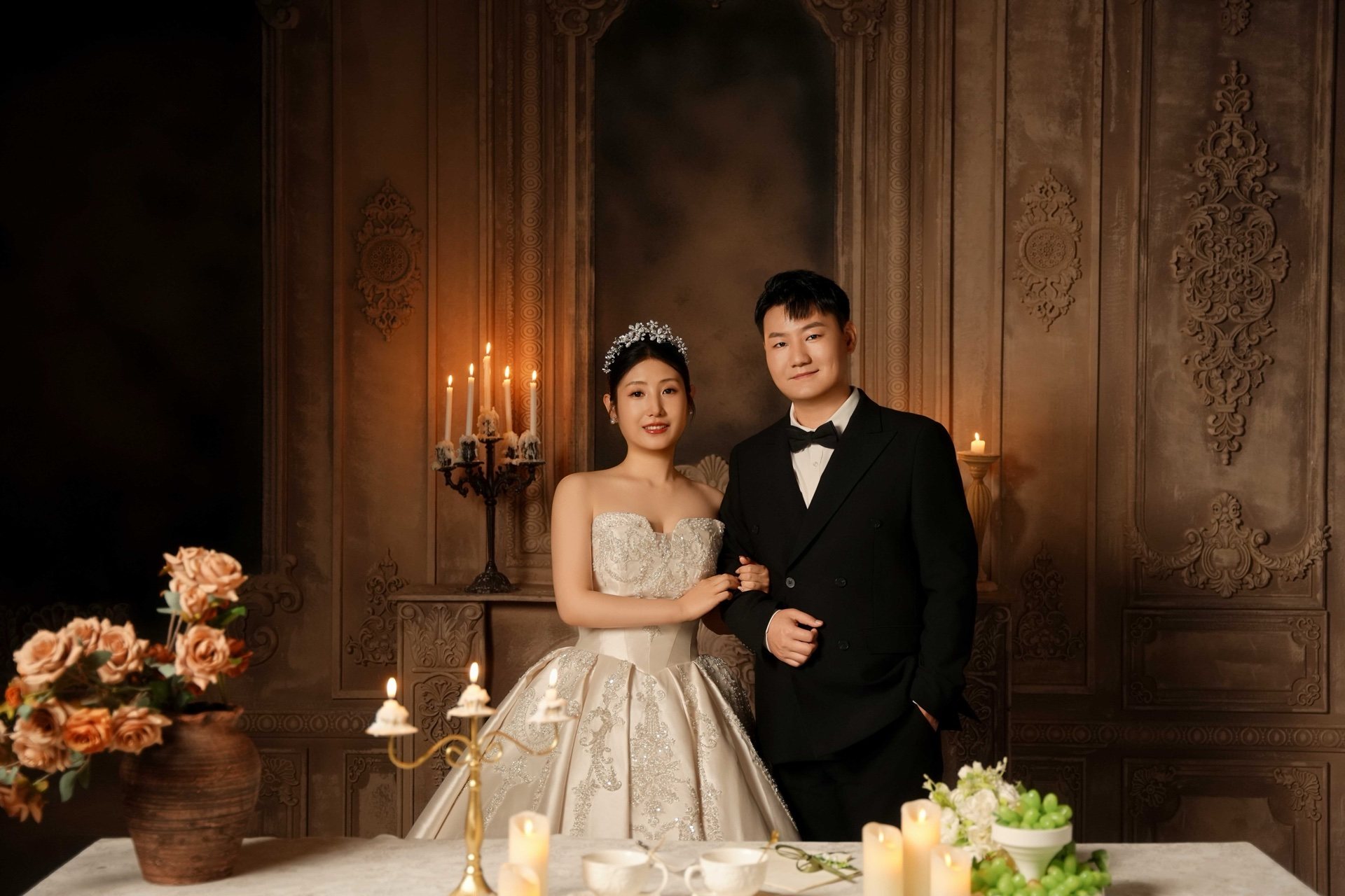 仇厚男与韩晓梅的婚纱合照
